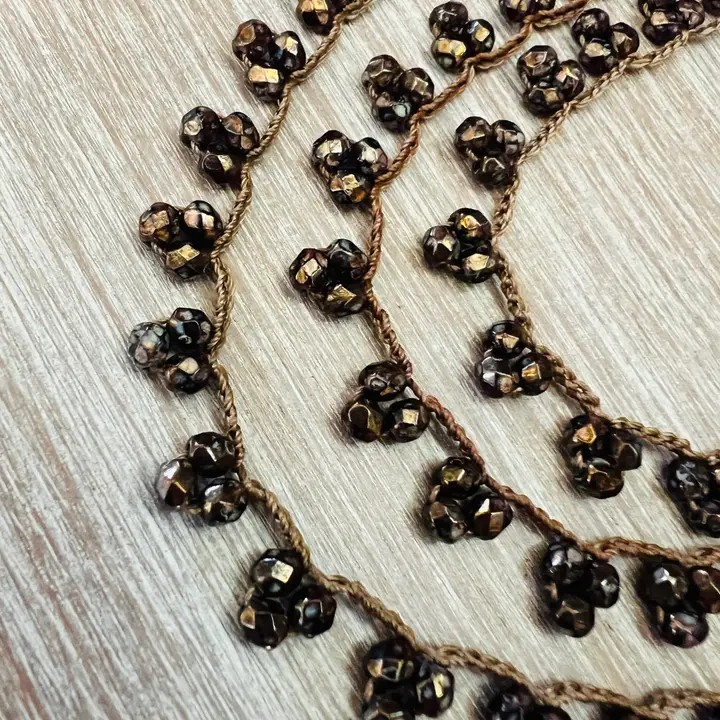Crystal Droplet Necklace in Deep Chocolate Brown Shimmer