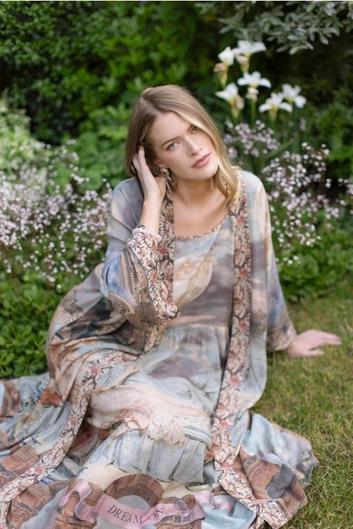Imaginarium Bohéme Slip Dress with Moon and Dreamscape Print