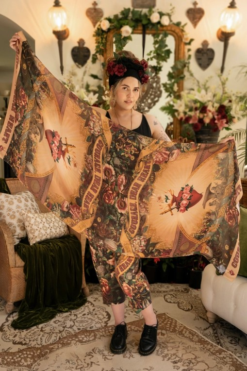 Courage Dear Heart Scarf with Sacred Heart