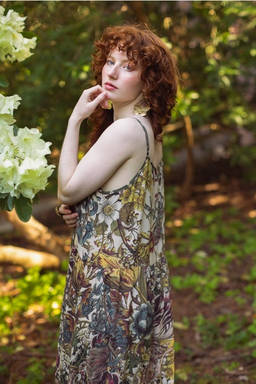 Love Grows Wild Bohéme Long Maxi Slip Dress w/ Bees Floral
