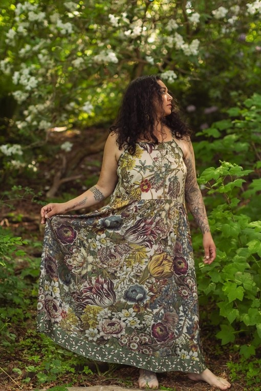 Love Grows Wild Bohéme Long Maxi Slip Dress w/ Bees Floral