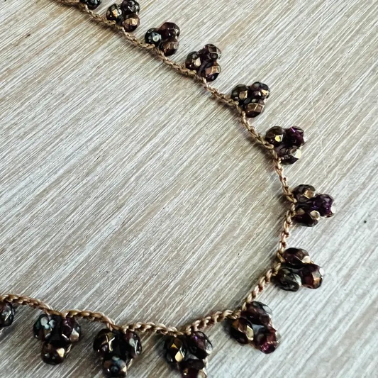 Crystal Droplet Necklace in Deep Chocolate Brown Shimmer
