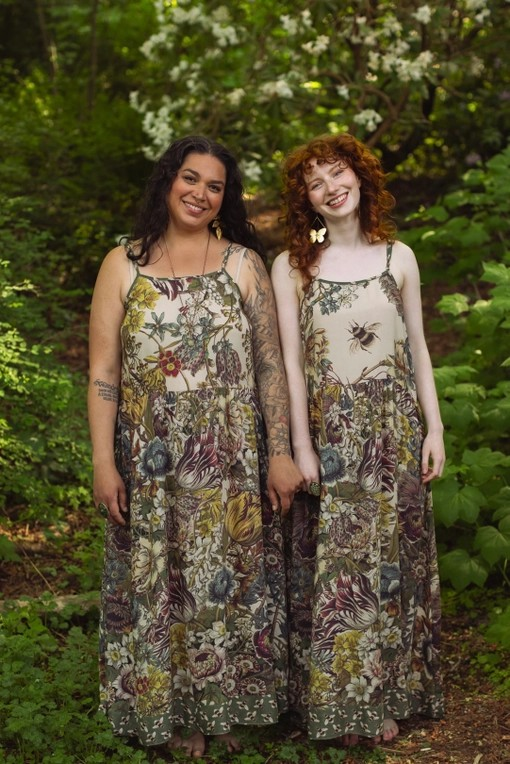Love Grows Wild Bohéme Long Maxi Slip Dress w/ Bees Floral