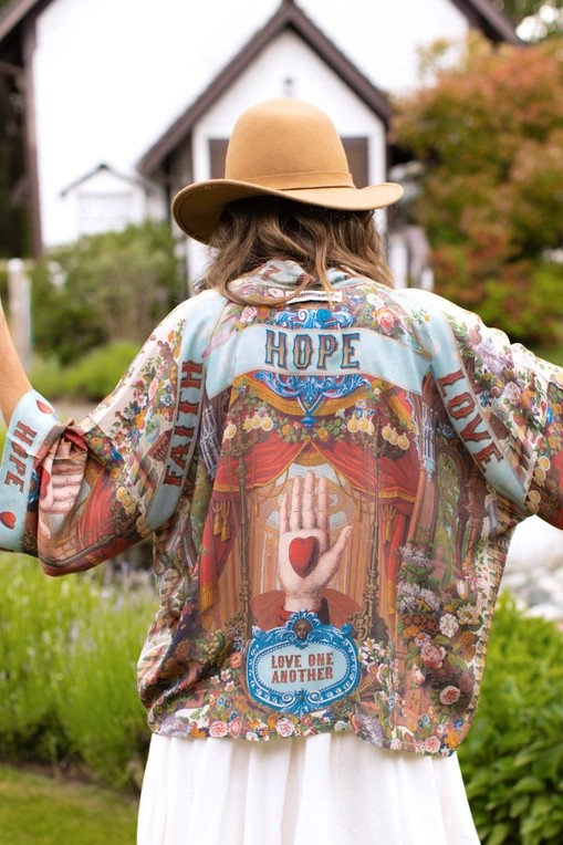 Love Language Pixie Duster Cropped Kimono w/ Faith, Hope