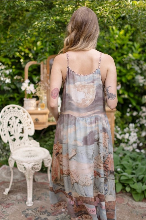 Imaginarium Bohéme Slip Dress with Moon and Dreamscape Print