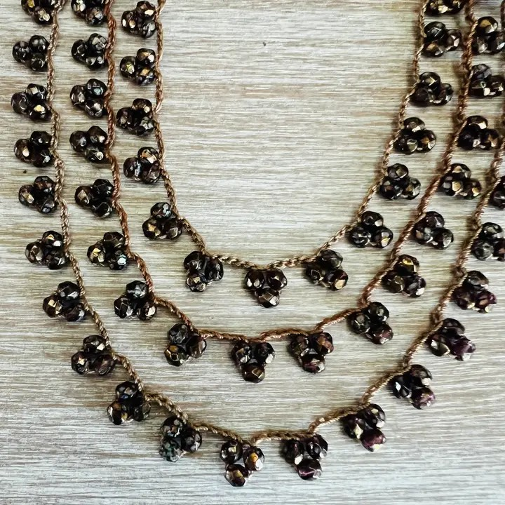 Crystal Droplet Necklace in Deep Chocolate Brown Shimmer